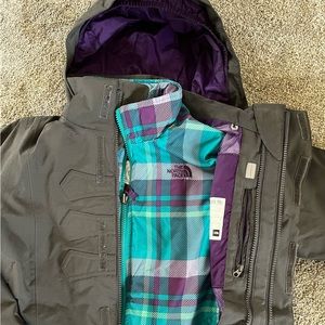 Grey and purple HyVent girls winter jacket